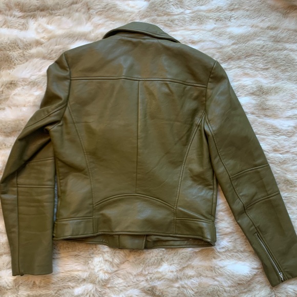 Zara Olive Green Vegan Leather Jacket - Picture 4 of 8